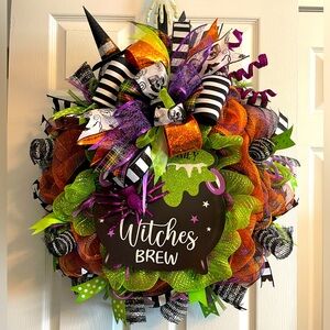 Handmade Whimsical Halloween Wreath perfect for doors, windows, or walls